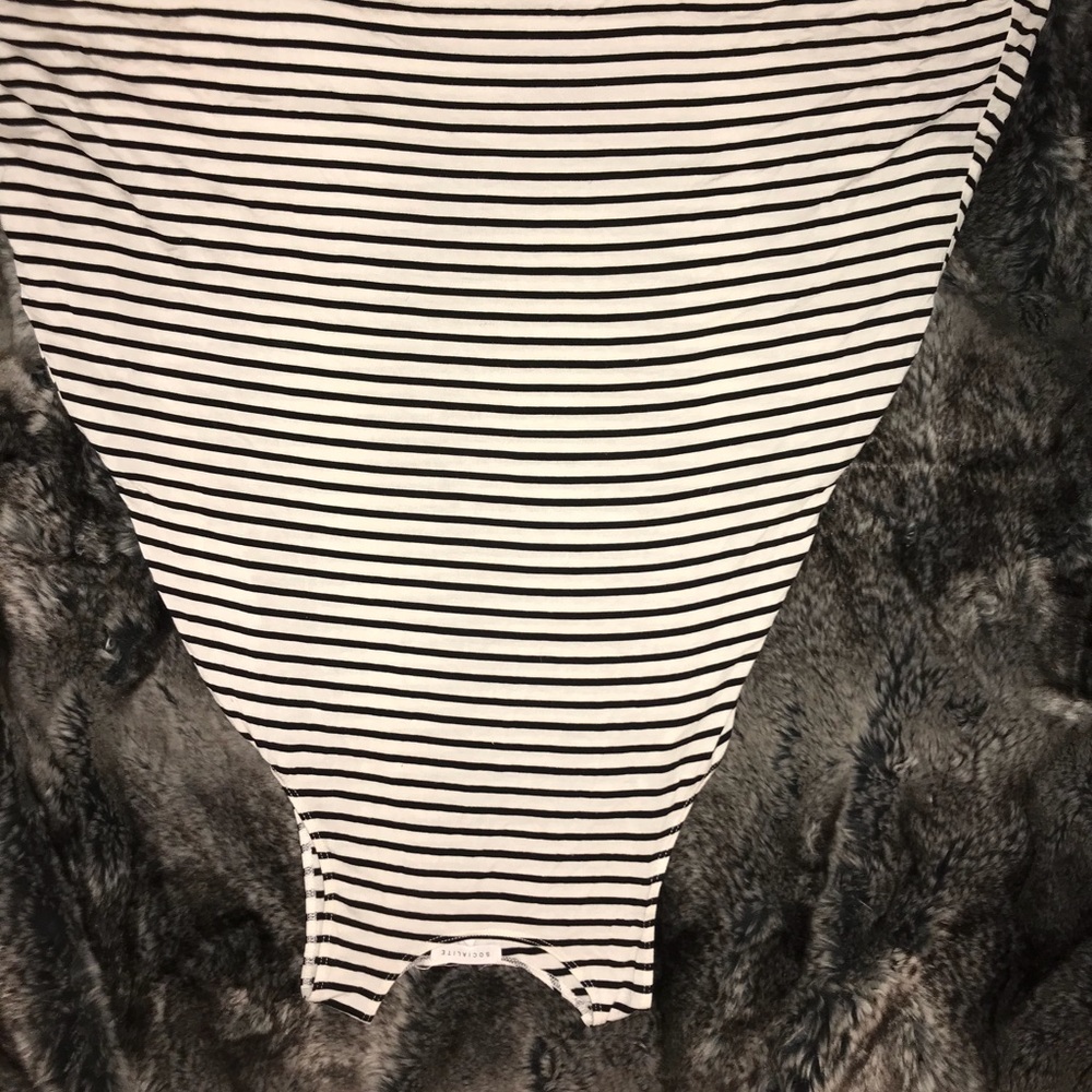 Socialite black and white striped dress.